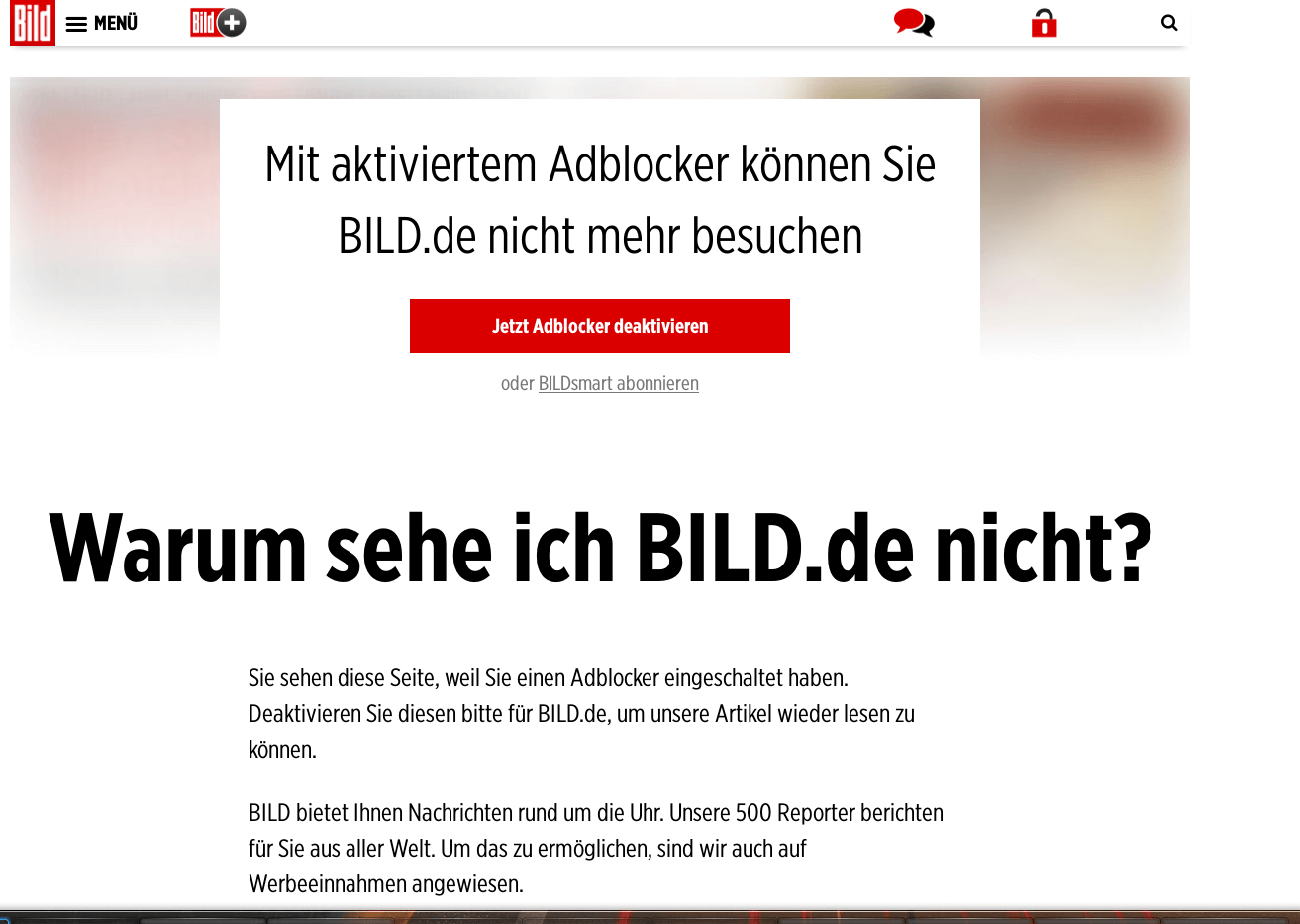 Bild.de blokuje prístup k webu, ak použiávate AdBlock