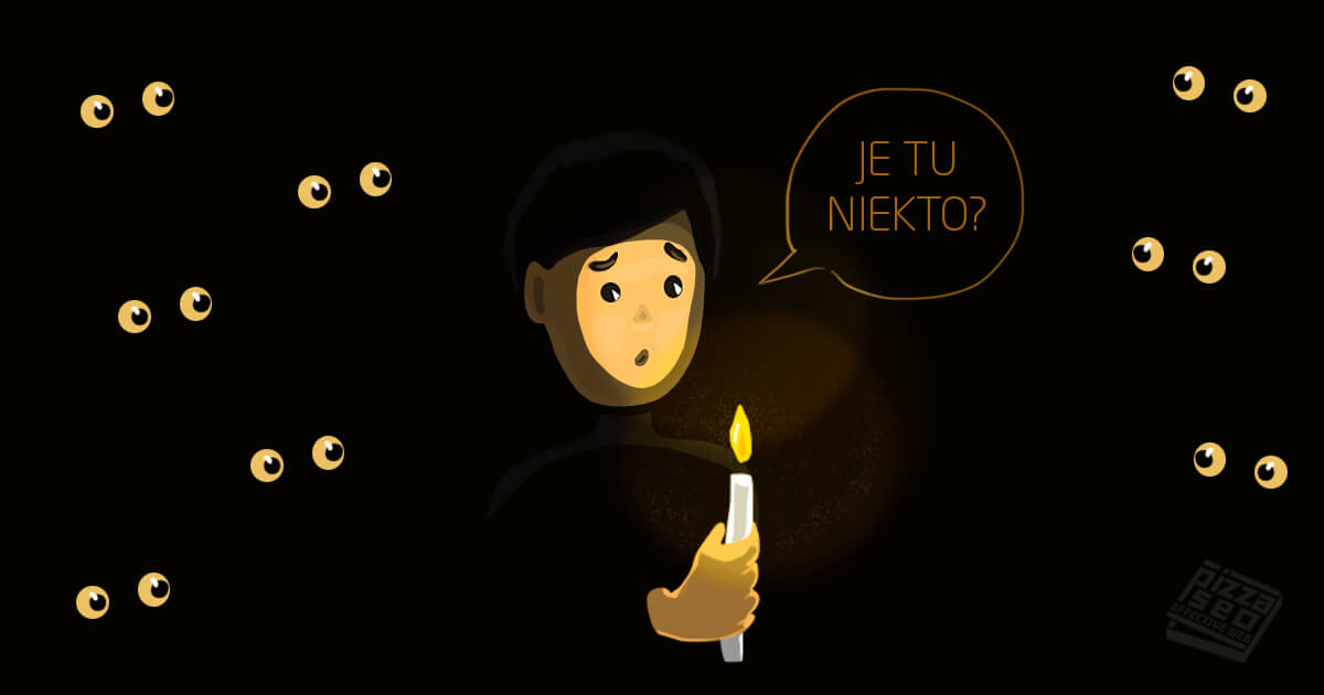Človek v tme so sviečkou