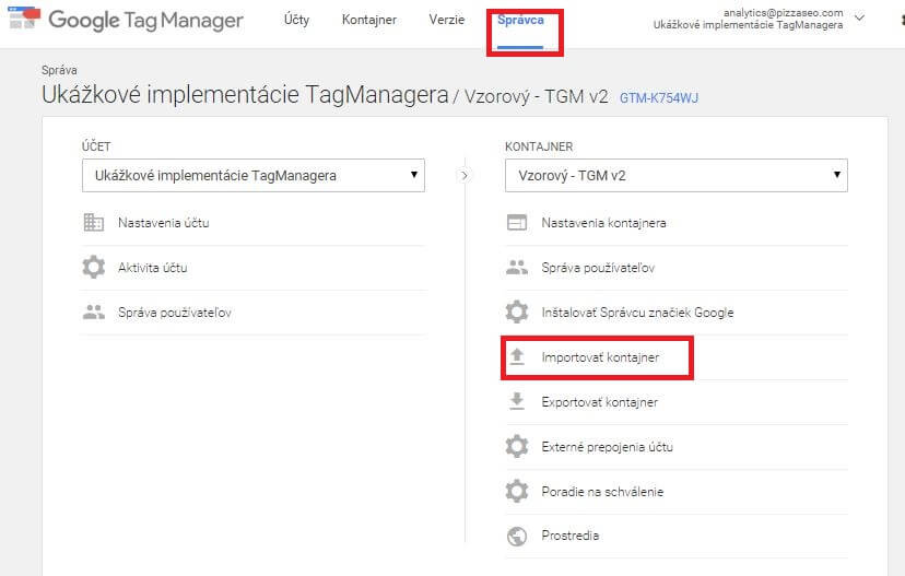 Implementácia GTM kontajnera