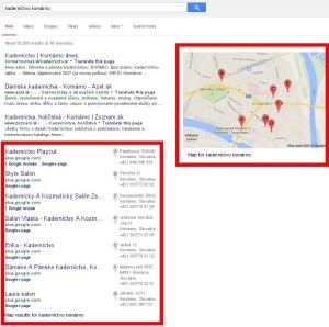 Lokálne výsledky Google - ohraničenie zabratej plochy
