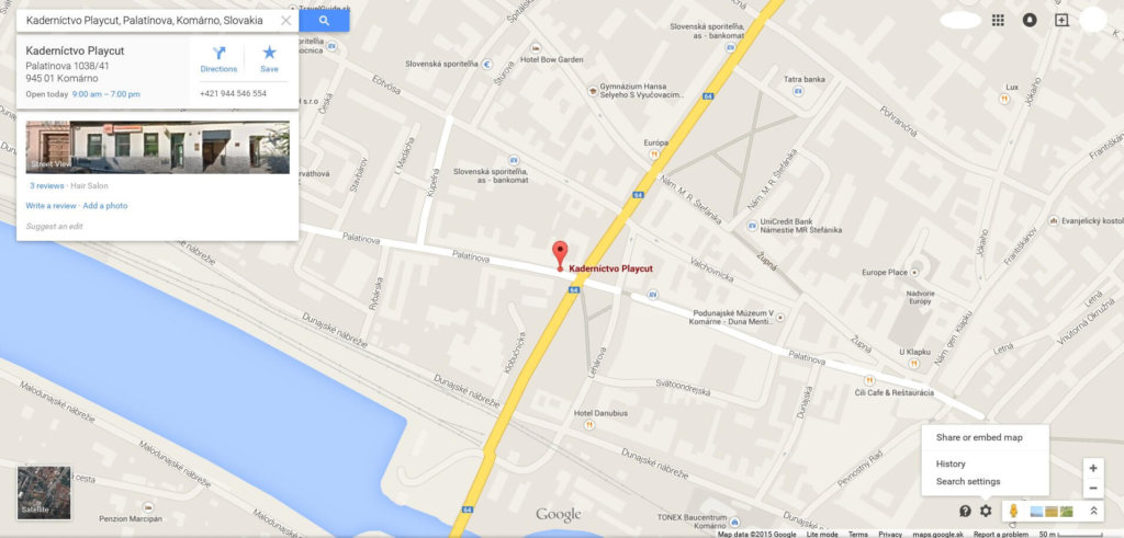 Google mapa - miestna firma