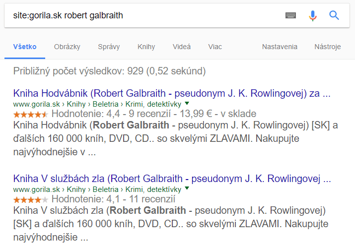 Vyhľadávací operátor site: