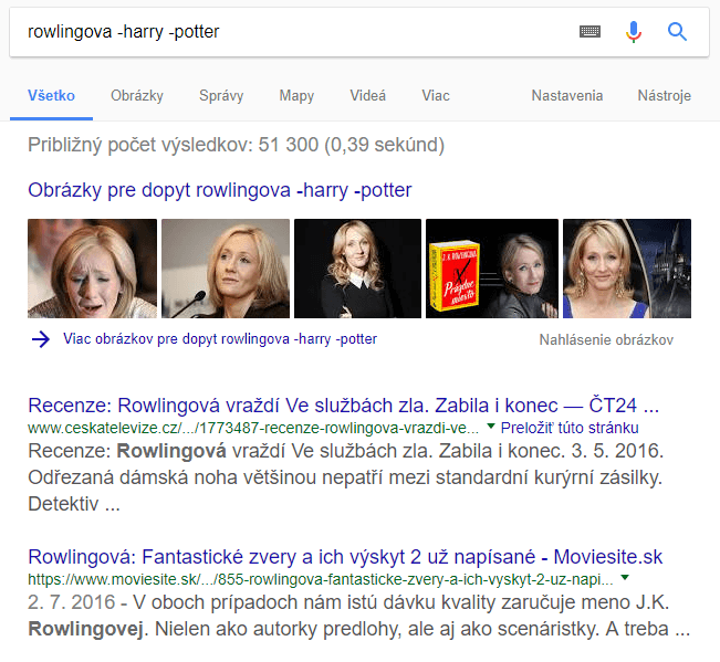 Operátor vyhľadávania -