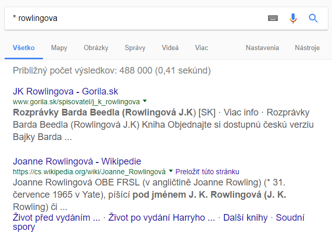 Google operátor *