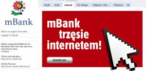 Landing tab na poľskom FB profile banky mBank