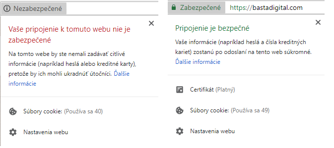Nezabezpečený web - SSL certifikát