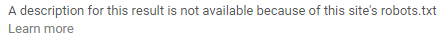Result is not available - Google / robots.txt