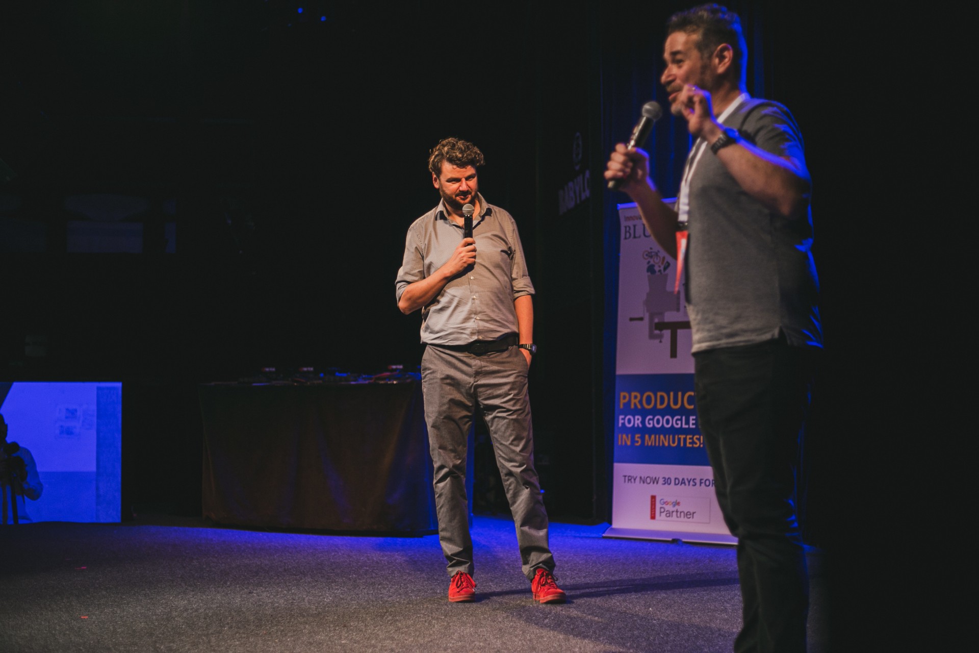 The host of the conference was the famous Slovak stand up comedian Ján Gordulič (left)
