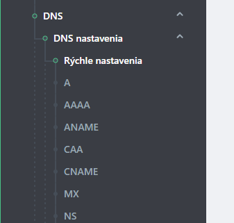 hostingové záznamy