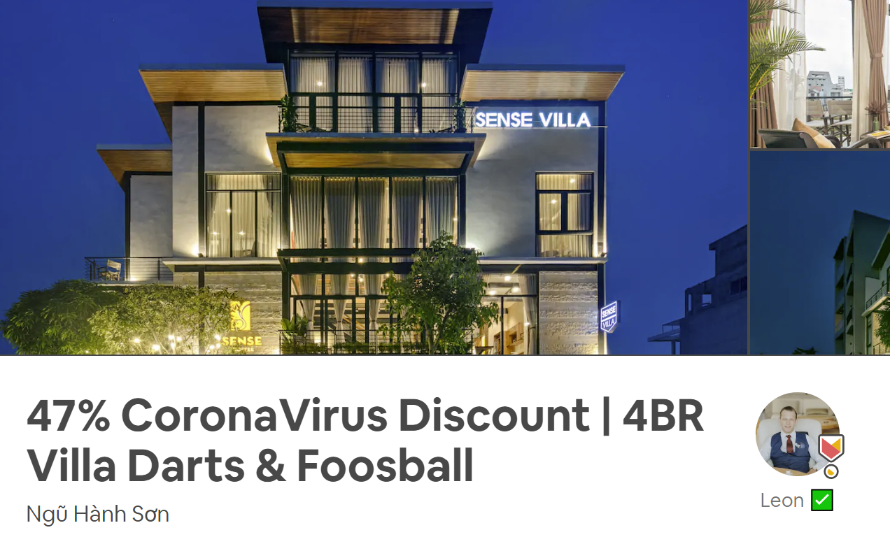 Coronavirus discount ad on Airbnb