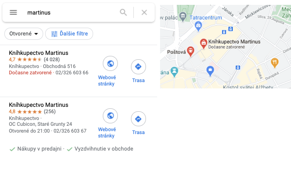 Martinus informuje svojich zákazníkov, ktoré kníhkupectvo je dočasne zatvorené.